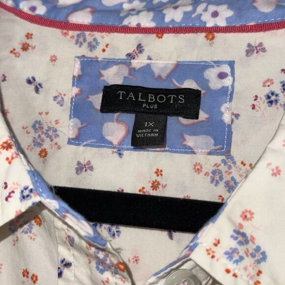 Talbots Women’s Classic Cotton Shirt Floral Butterfly Print Long Sleeve Size 1X - Picture 5 of 6